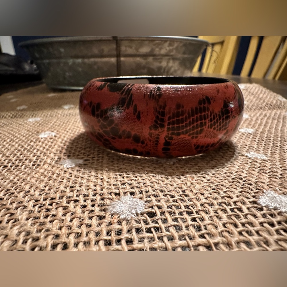 Orange Snake Print Bangle - Picture 2 of 4